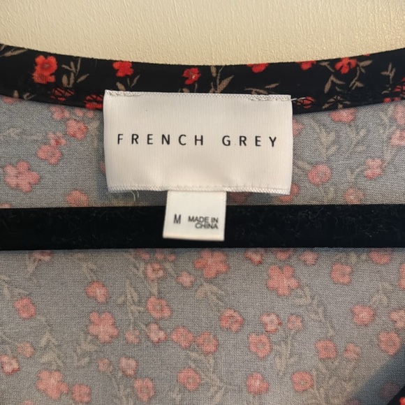 French Grey Black Floral Dress - Picture 2 of 3